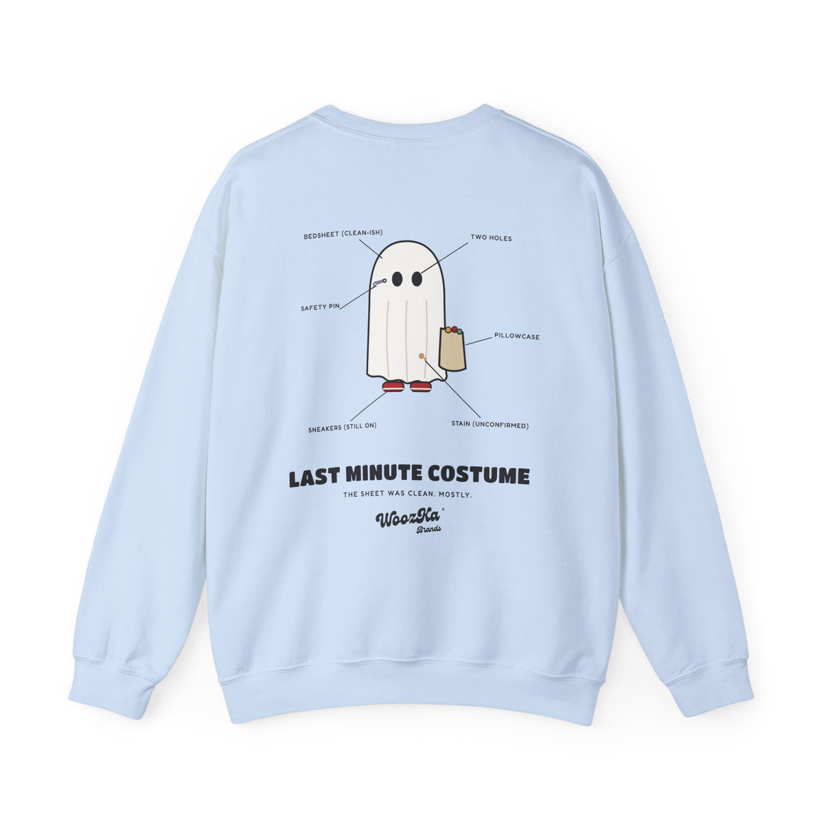 WoozKa Brands Lazy Halloween Costume Sweatshirt, Funny Ghost Back Print