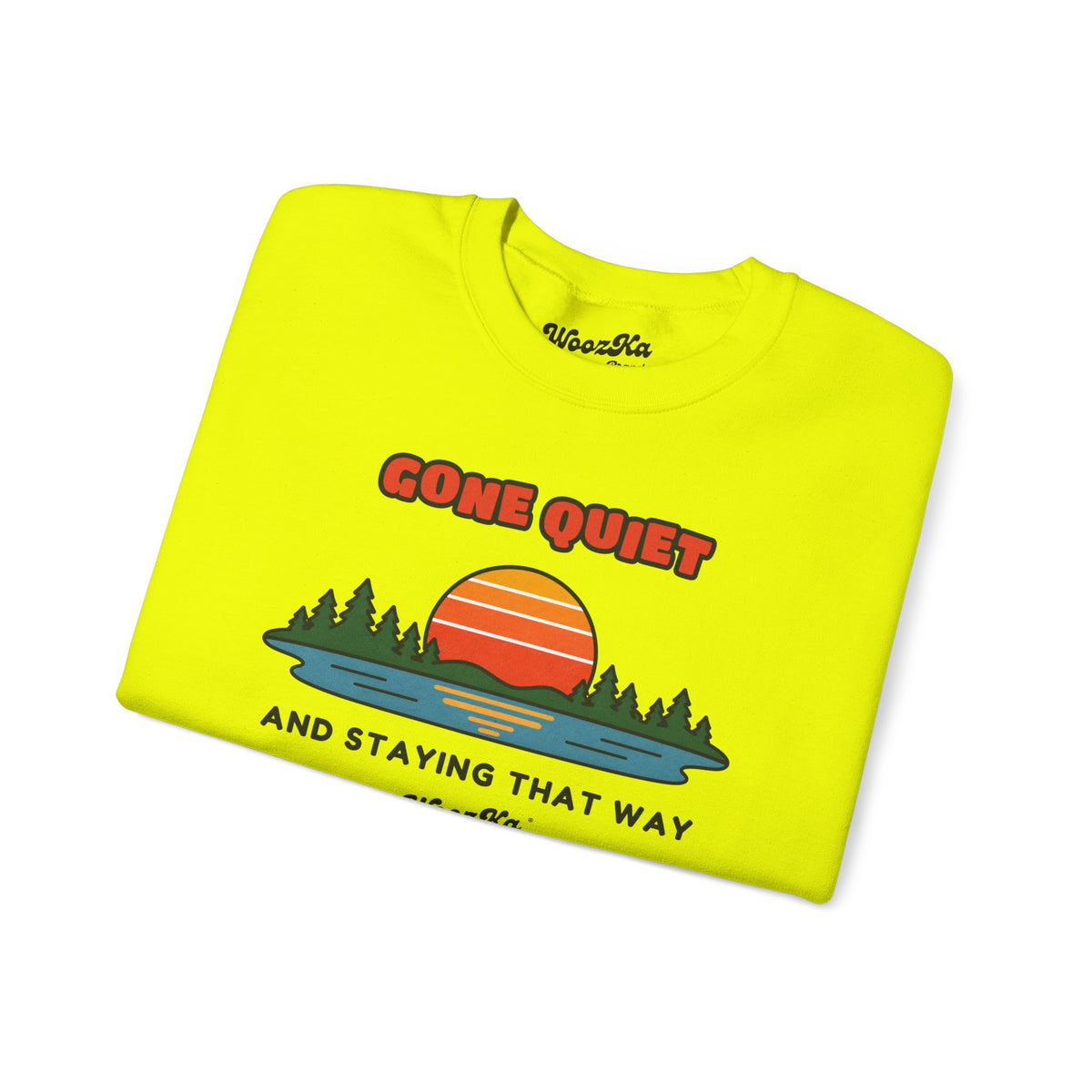 WoozKa Brands Retro Sunset Lake Sweatshirt, Nature Outdoors Front Print