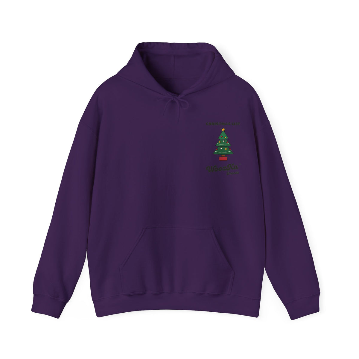 WoozKa Brands Cute Christmas Tree Hoodie, Holiday List Back Print
