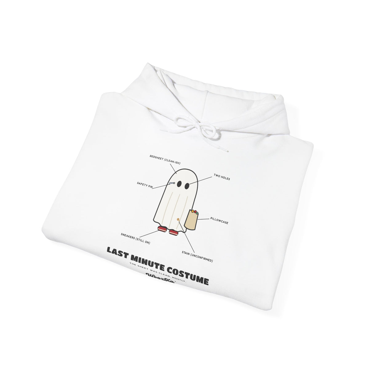 WoozKa Brands Lazy Halloween Costume Hoodie, Funny Ghost Sheet Front Print