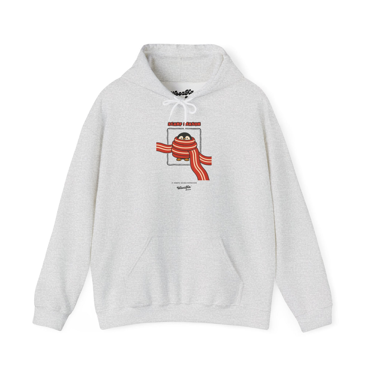WoozKa Brands Scarf Season Penguin Hoodie, Front Graphic