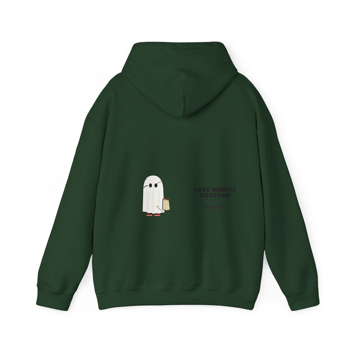 WoozKa Brands Lazy Halloween Costume Hoodie, Funny Ghost Wide Back Print