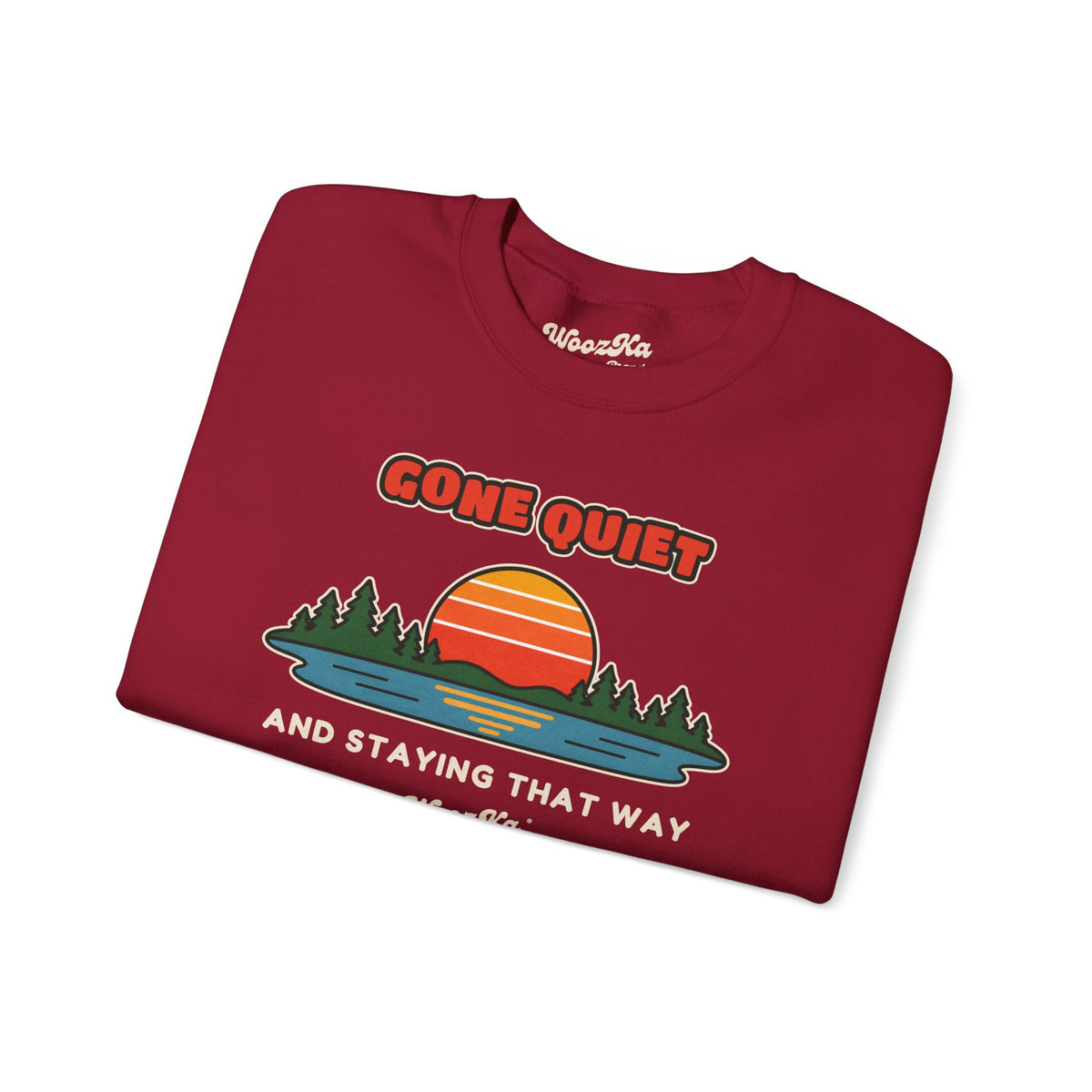 WoozKa Brands Retro Sunset Lake Sweatshirt, Nature Outdoors Front Print