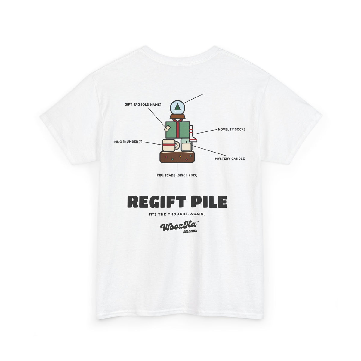 WoozKa Brands Funny Christmas T-Shirt, Regift Office Party Back Print