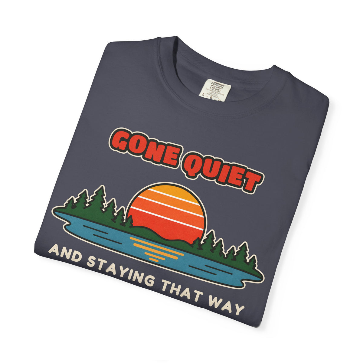 WoozKa Brands Retro Sunset Lake Heavyweight Tee, Nature Front Print