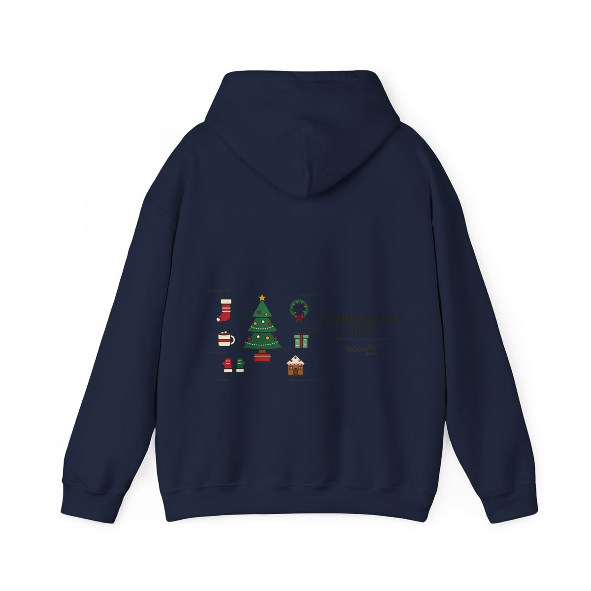 WoozKa Brands Cute Christmas Tree Hoodie, Holiday List Wide Back Print