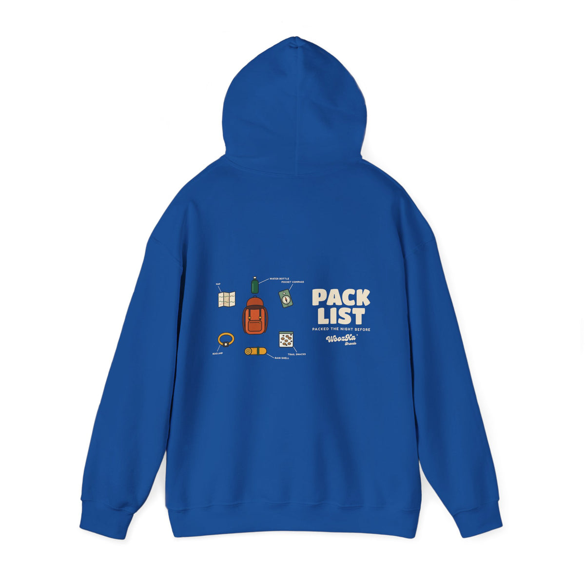 WoozKa Brands Hiking Hoodie, Backpacking Gear List Wide Back Print