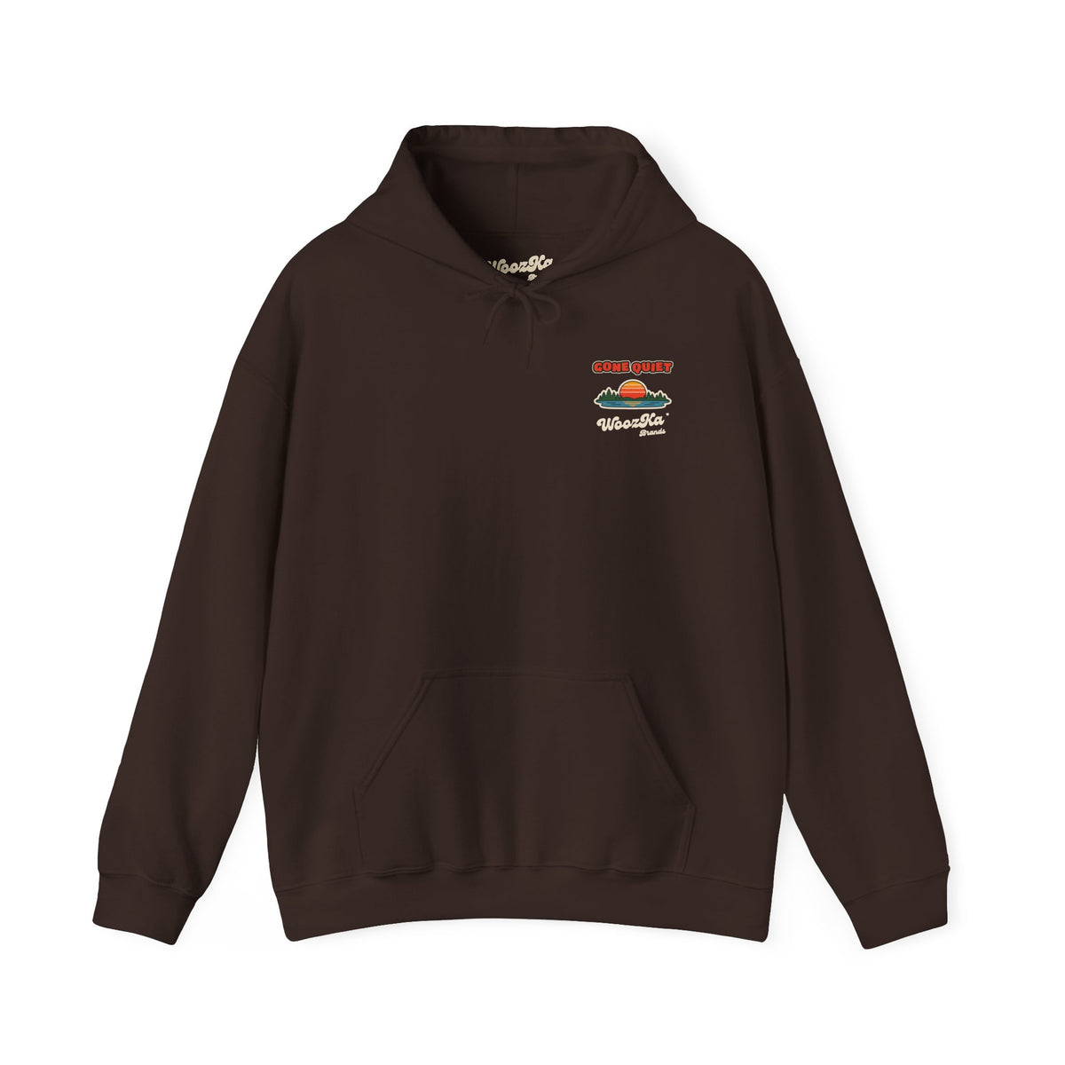 WoozKa Brands Retro Sunset Lake Hoodie, Nature Outdoors Wide Back Print