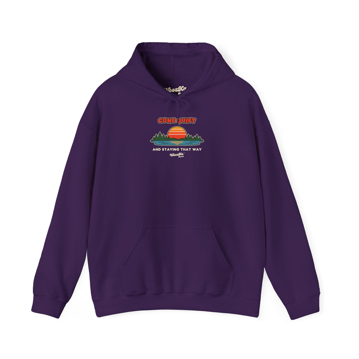WoozKa Brands Retro Sunset Lake Hoodie, Nature Outdoors Pine Front Print