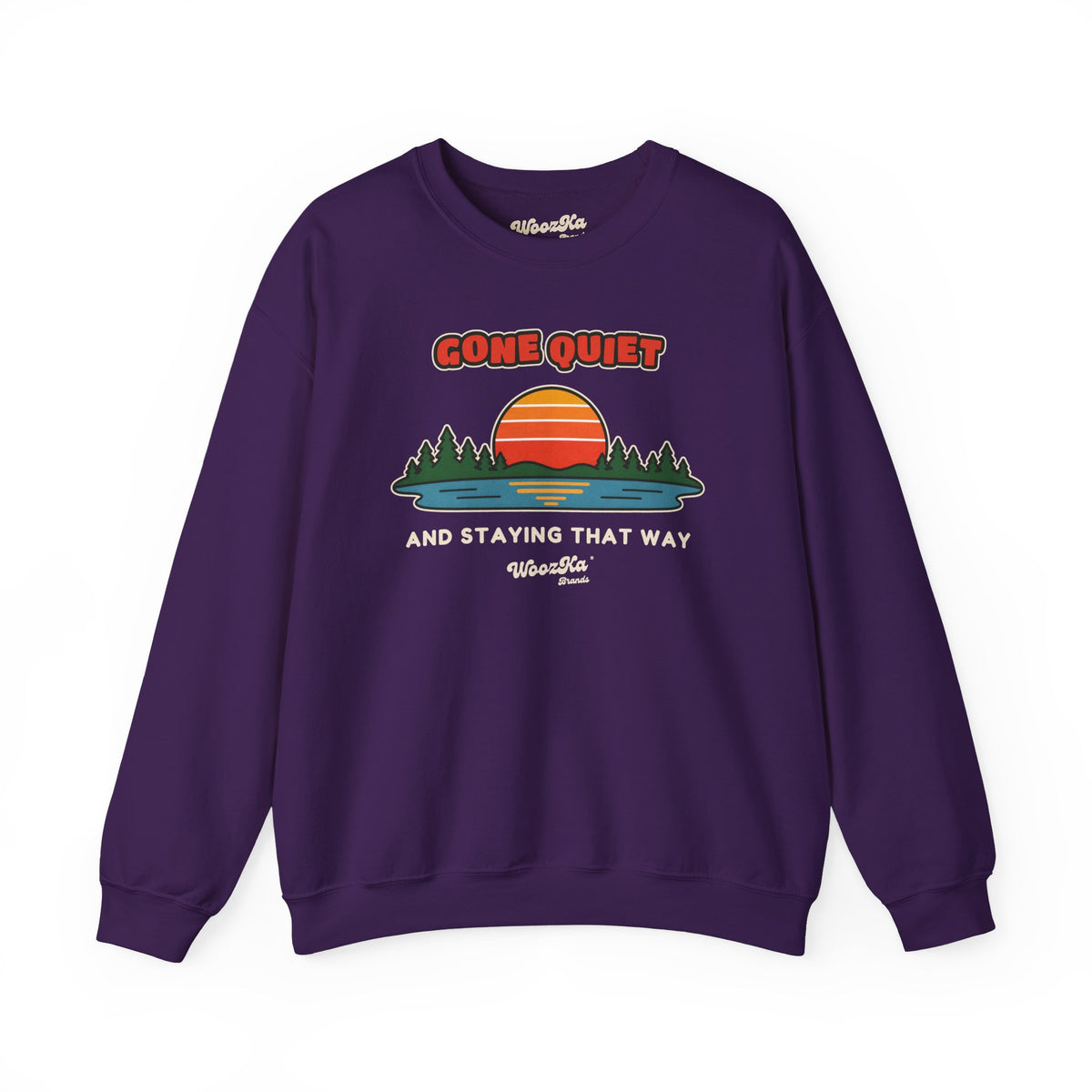 WoozKa Brands Retro Sunset Lake Sweatshirt, Nature Outdoors Front Print