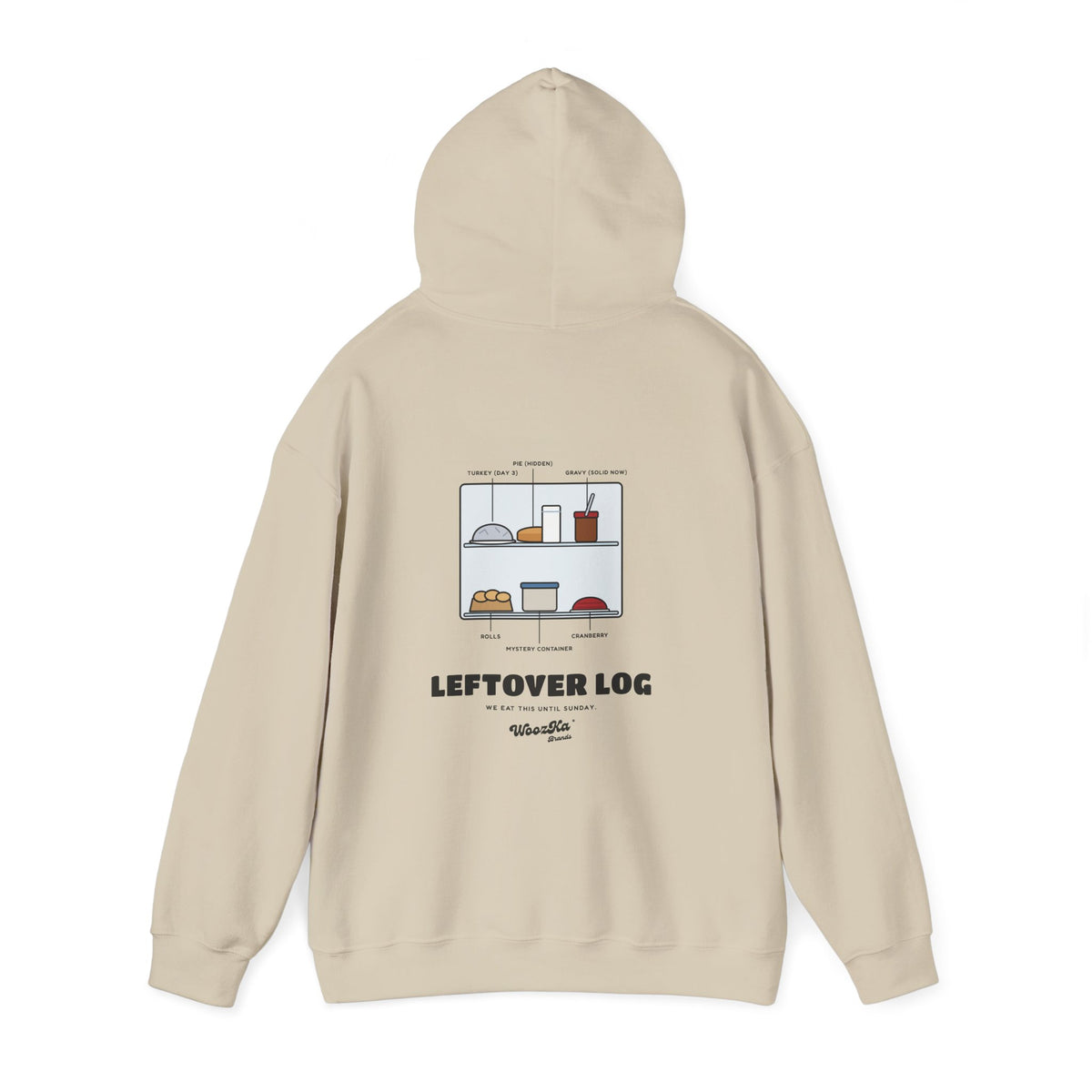 WoozKa Brands Funny Thanksgiving Leftovers Hoodie, Turkey Pie Back Print