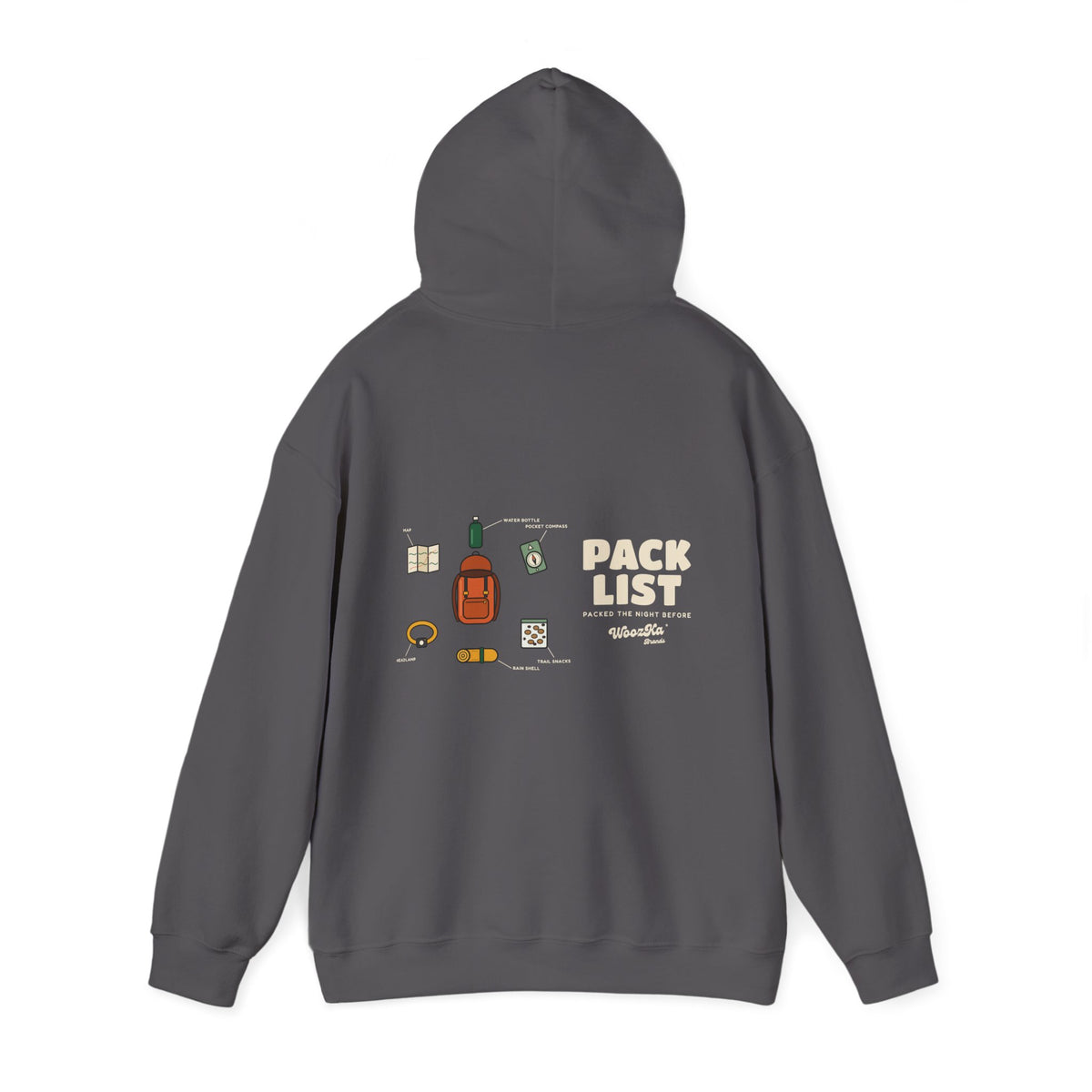 WoozKa Brands Hiking Hoodie, Backpacking Gear List Wide Back Print