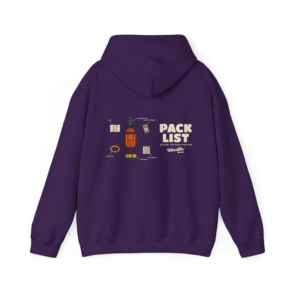 WoozKa Brands Hiking Hoodie, Backpacking Gear List Wide Back Print