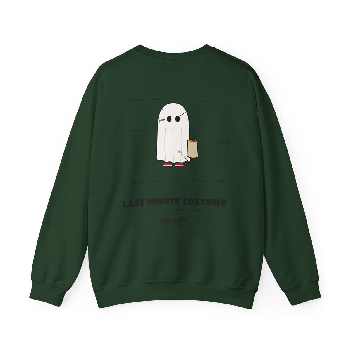 WoozKa Brands Lazy Halloween Costume Sweatshirt, Funny Ghost Back Print