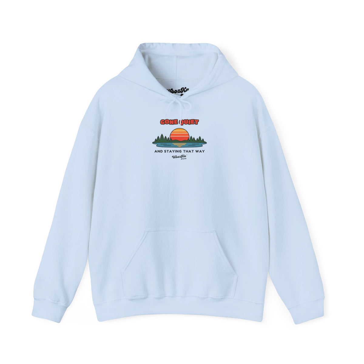 WoozKa Brands Retro Sunset Lake Hoodie, Nature Outdoors Pine Front Print