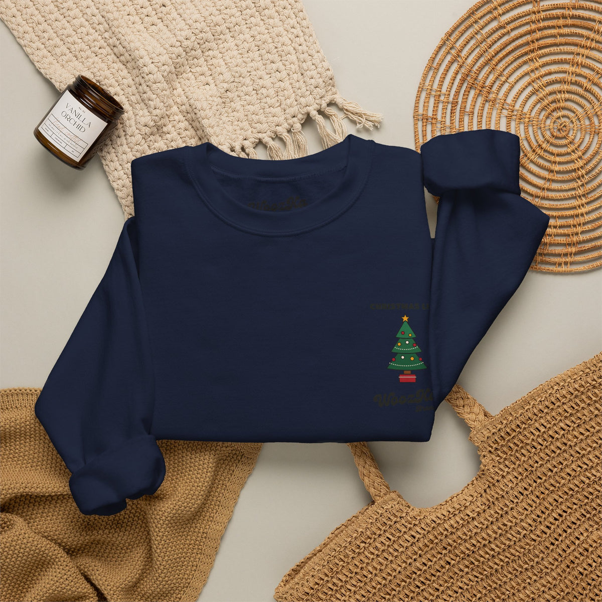 WoozKa Brands Cute Christmas Tree Sweatshirt, Holiday List Back Print