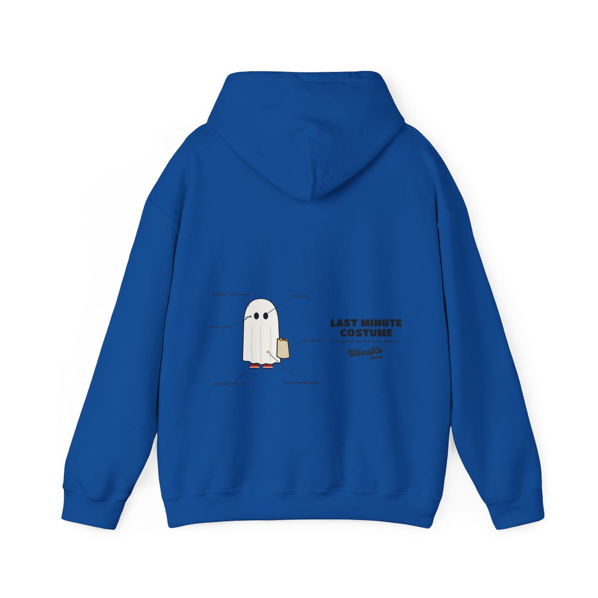 WoozKa Brands Lazy Halloween Costume Hoodie, Funny Ghost Wide Back Print
