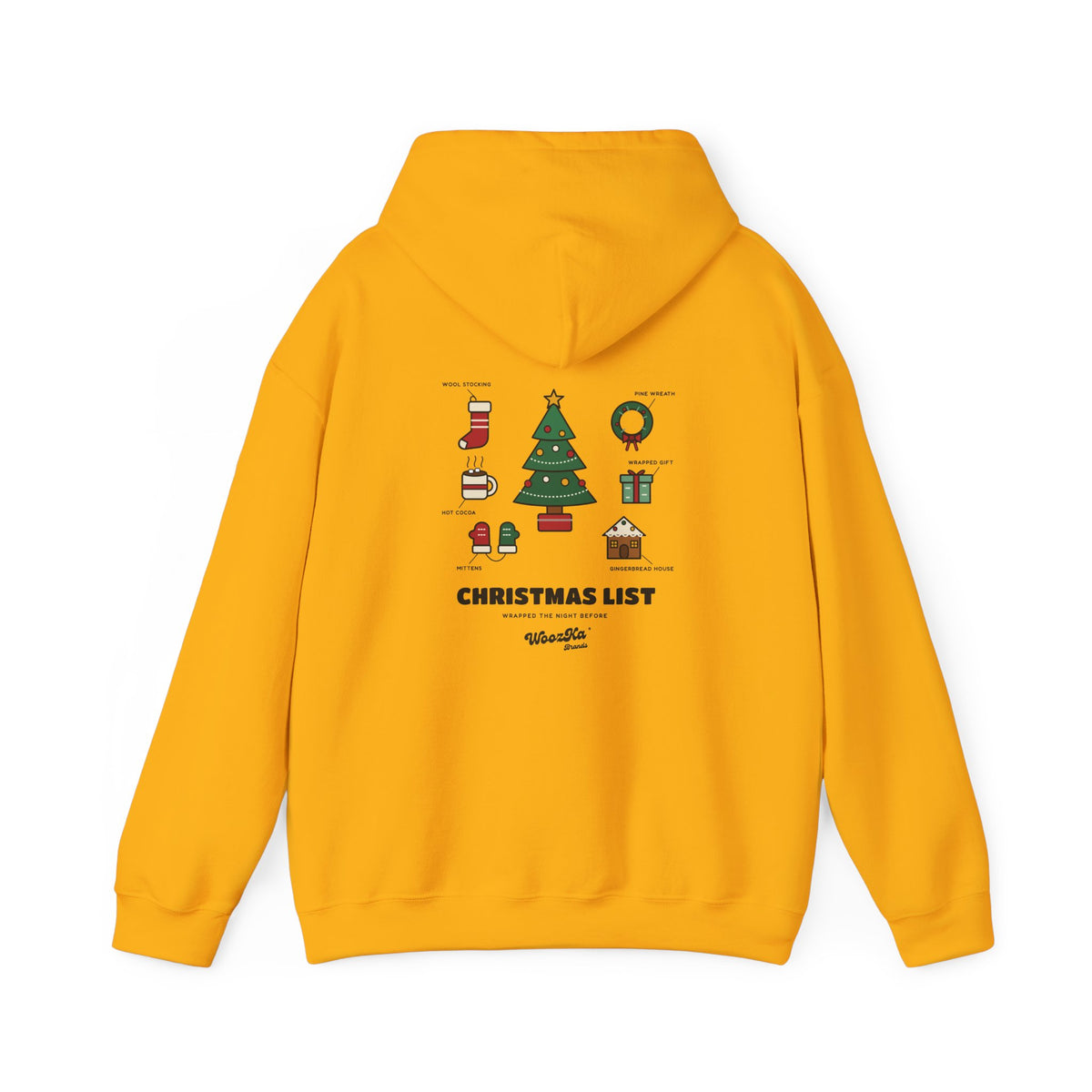 WoozKa Brands Cute Christmas Tree Hoodie, Holiday List Back Print