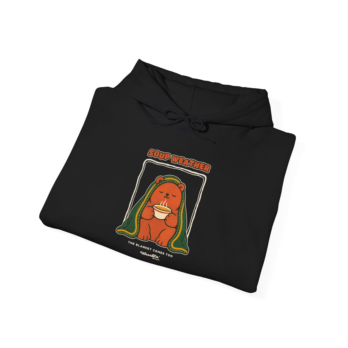 WoozKa Brands Soup Weather Bear Hoodie, Front Graphic
