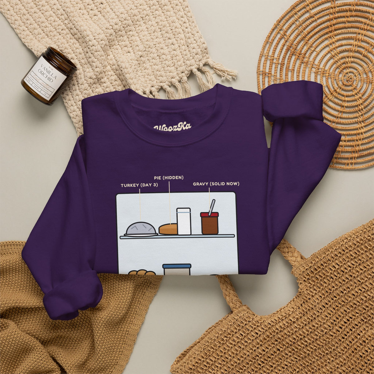 WoozKa Brands Funny Thanksgiving Leftovers Sweatshirt, Front Print