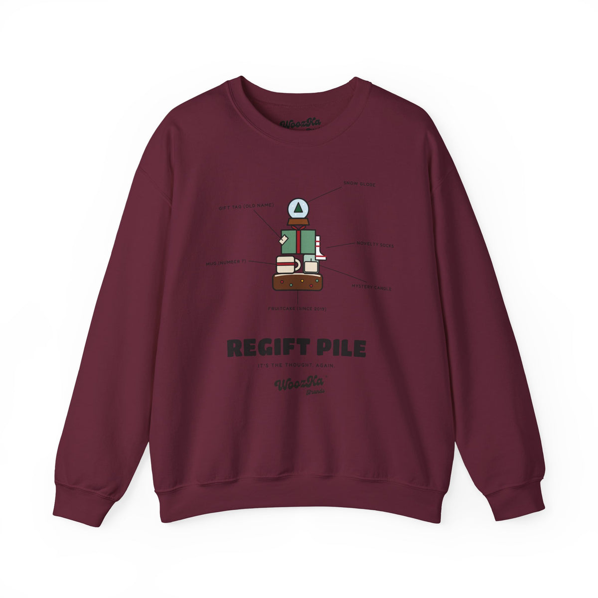 WoozKa Brands Funny Christmas Sweatshirt, Regift Office Party Front Print