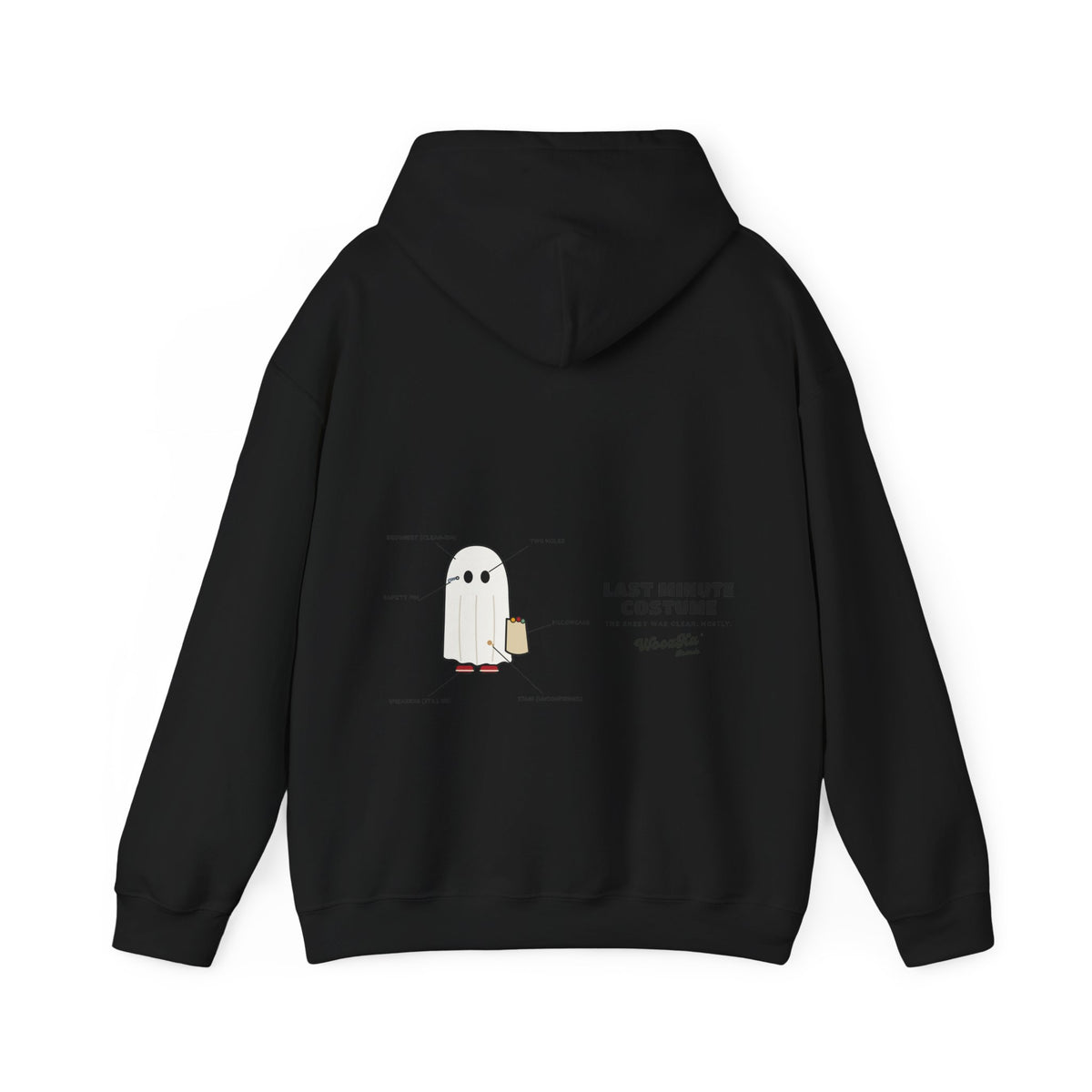 WoozKa Brands Lazy Halloween Costume Hoodie, Funny Ghost Wide Back Print