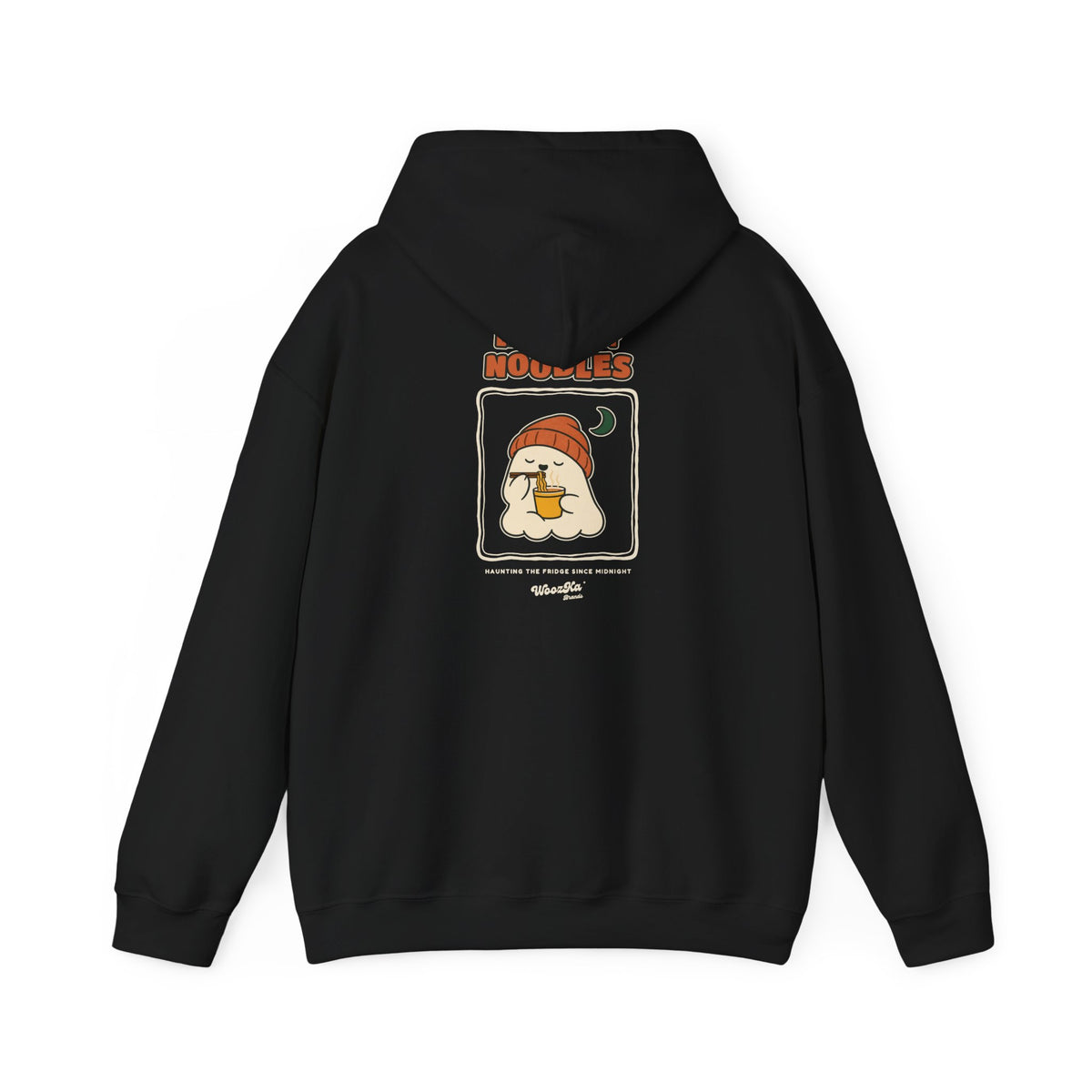 WoozKa Brands Late Night Noodles Ghost Hoodie, Front and Back Graphic