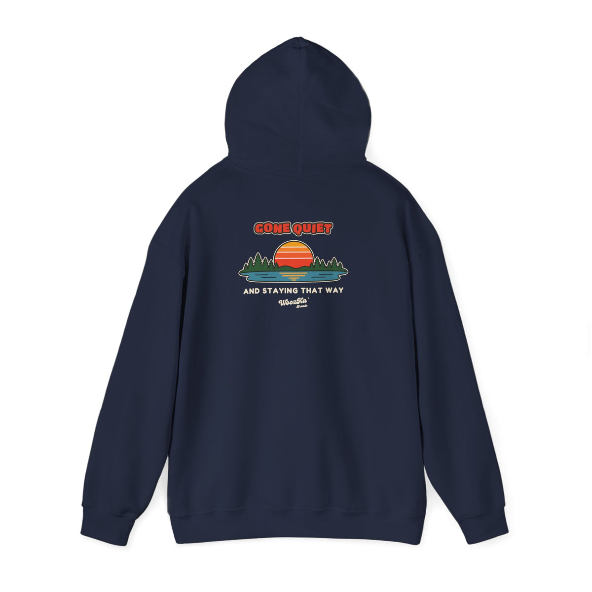WoozKa Brands Retro Sunset Lake Hoodie, Nature Outdoors Pine Back Print