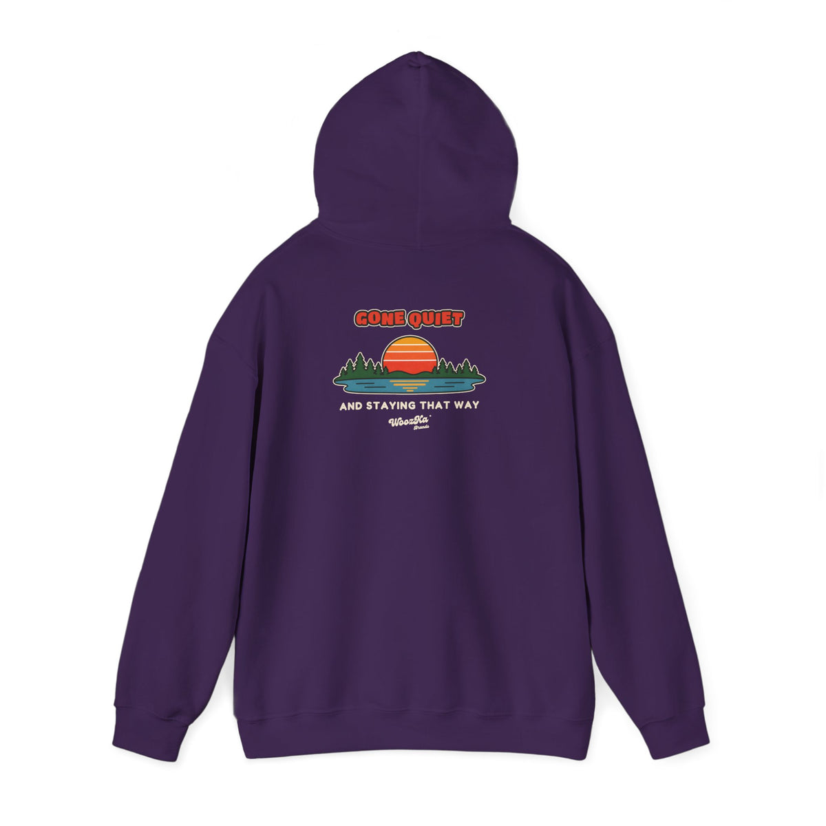 WoozKa Brands Retro Sunset Lake Hoodie, Nature Outdoors Pine Back Print