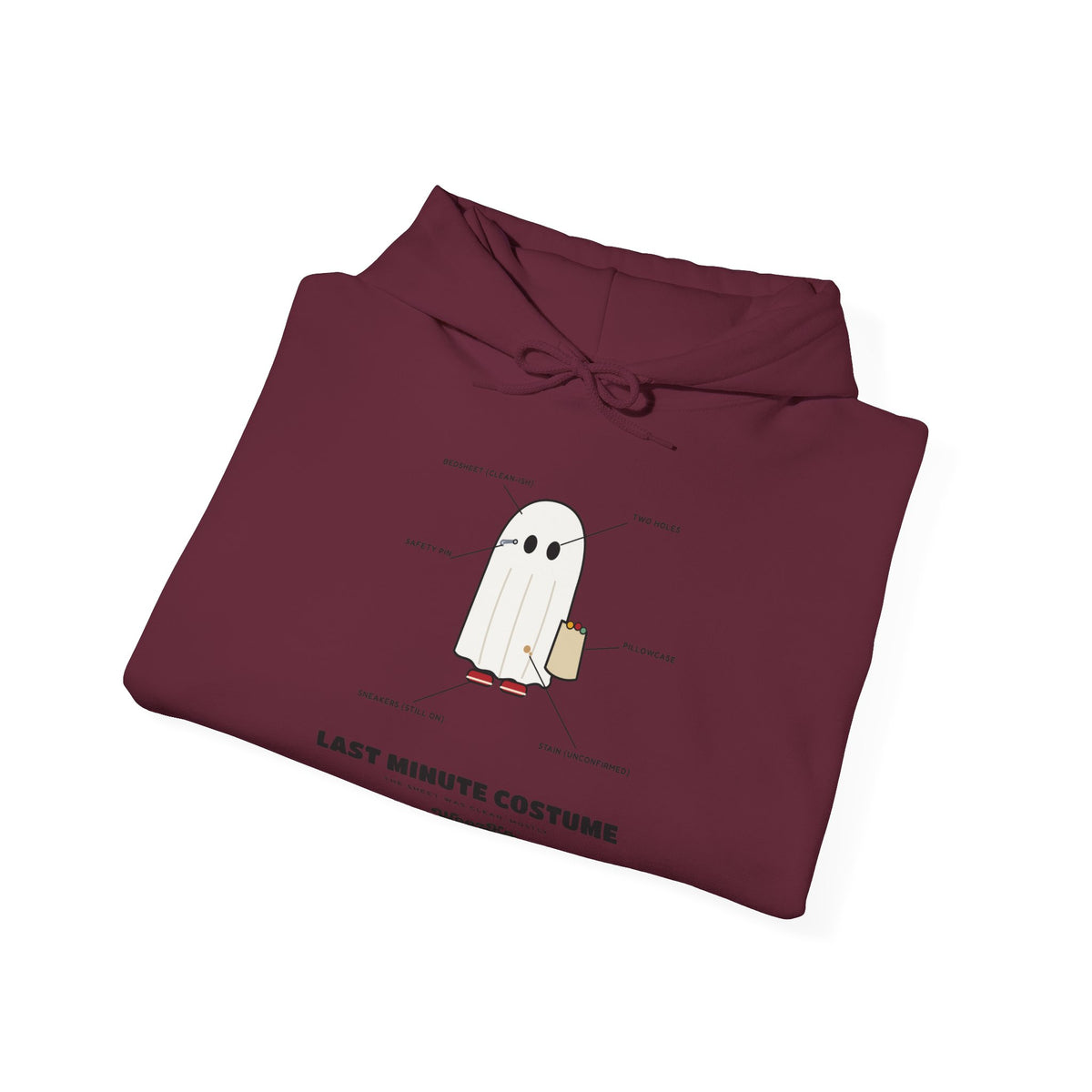 WoozKa Brands Lazy Halloween Costume Hoodie, Funny Ghost Sheet Front Print