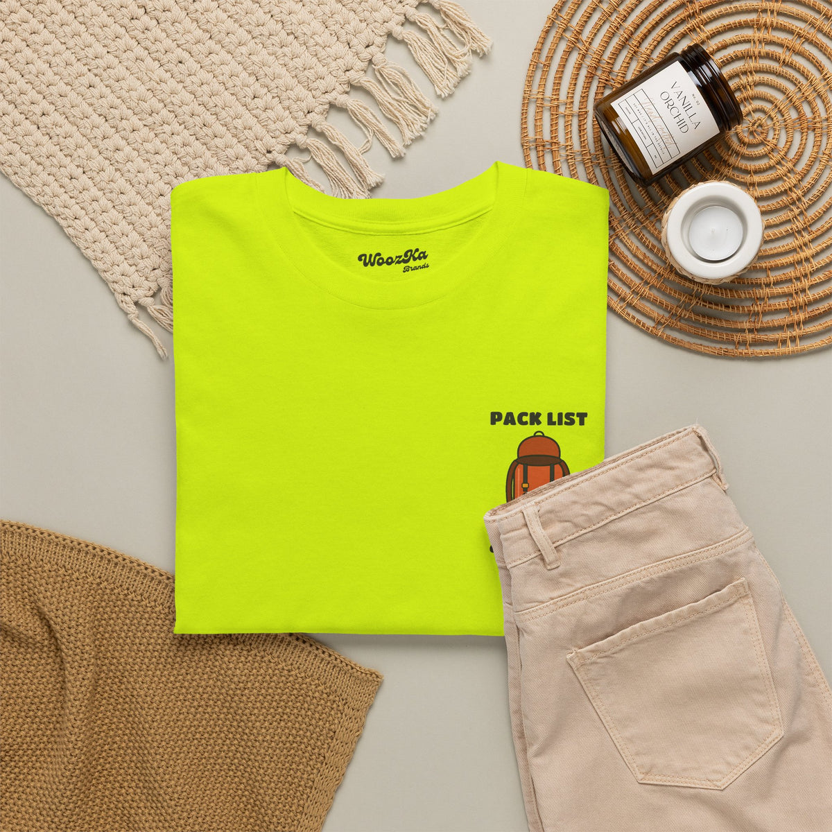 WoozKa Brands Hiking T-Shirt, Backpacking Gear List Back Print