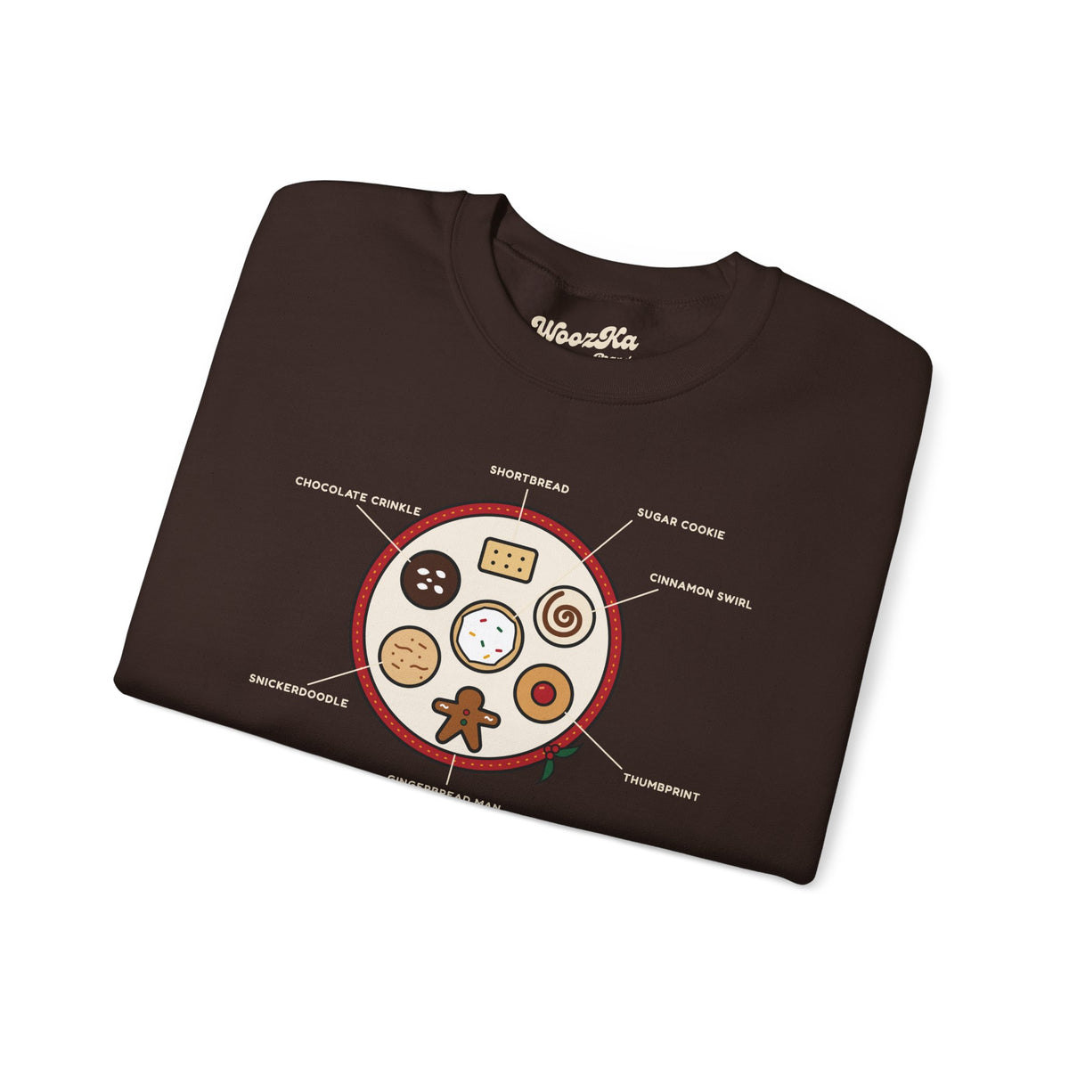 WoozKa Brands Christmas Cookie Sweatshirt, Holiday Baking Front Print