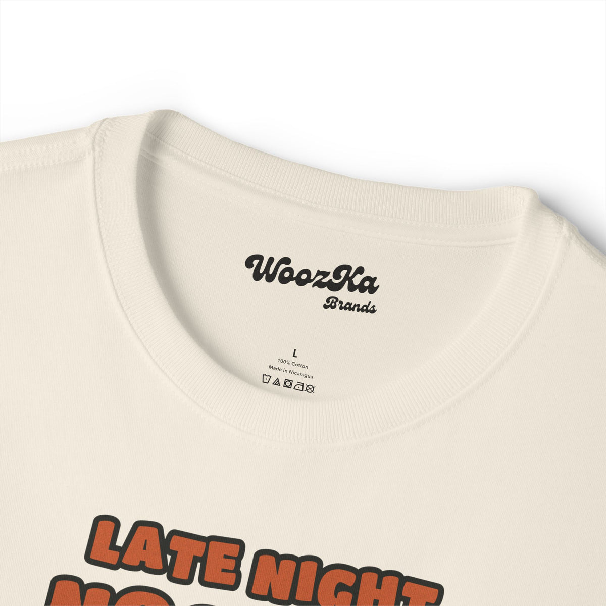 WoozKa Brands Late Night Noodles Ghost Oversized Boxy T-Shirt, Front Print