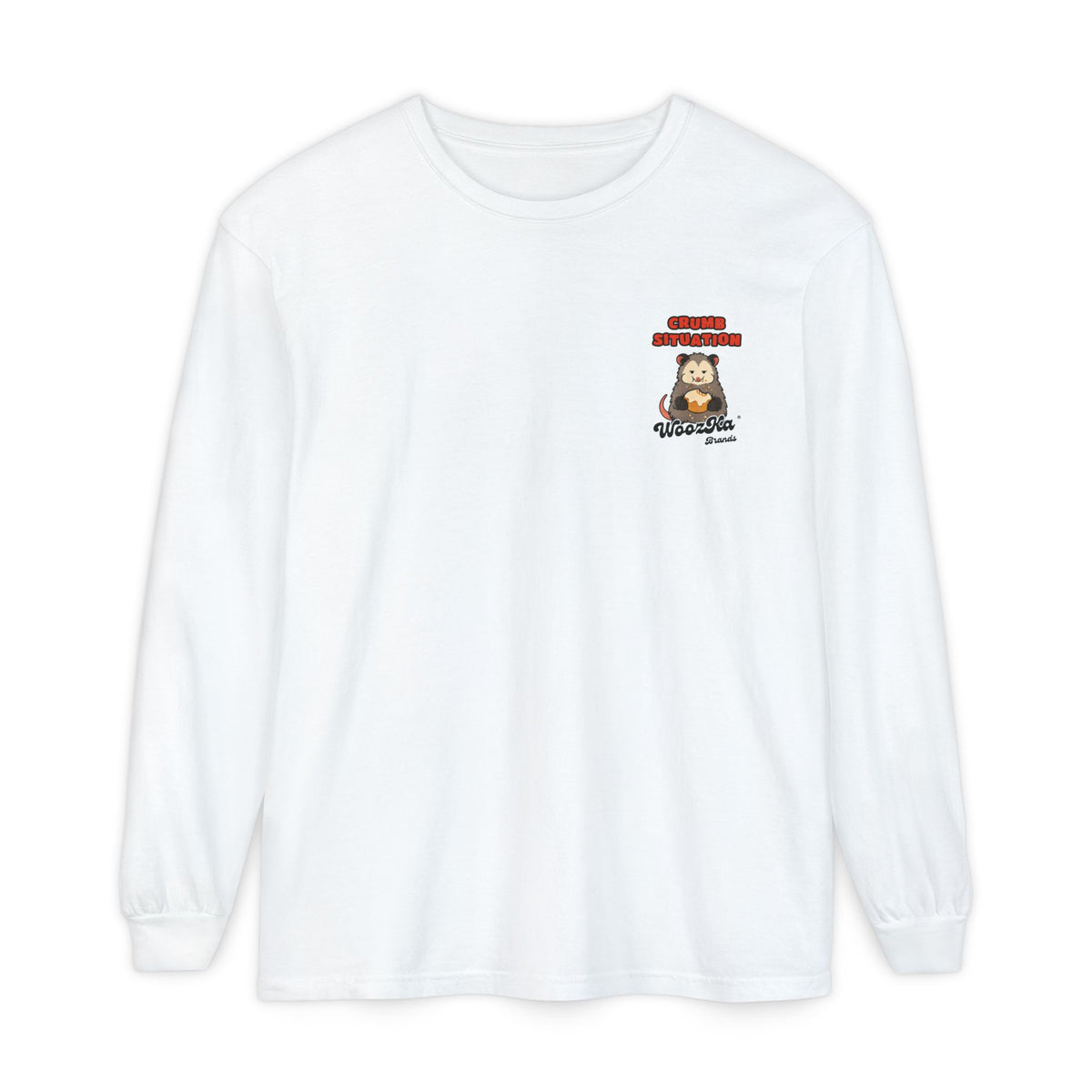 WoozKa Brands Funny Possum Long Sleeve Tee, Cute Opossum Pastry Back Print