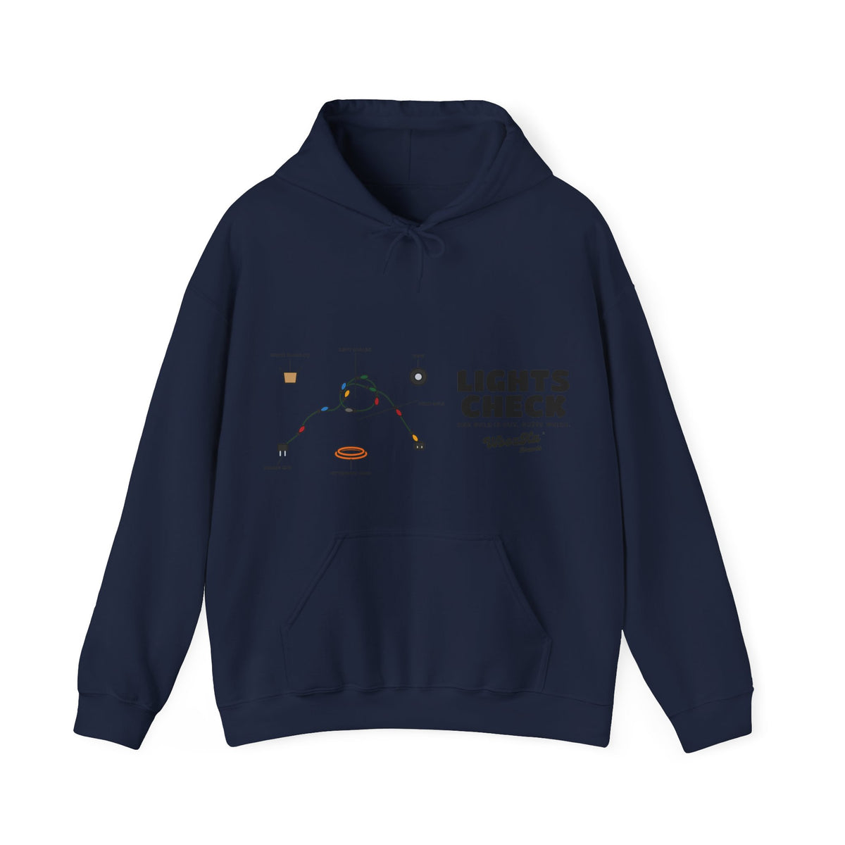 WoozKa Brands Christmas Lights Hoodie, Funny Holiday Wide Front Print