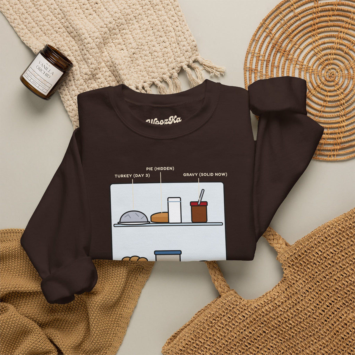 WoozKa Brands Funny Thanksgiving Leftovers Sweatshirt, Front Print