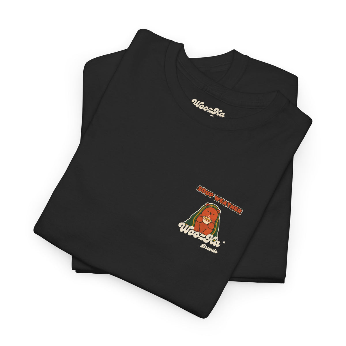 WoozKa Brands Soup Weather Bear Heavy Cotton T-Shirt, Two-Sided Graphic