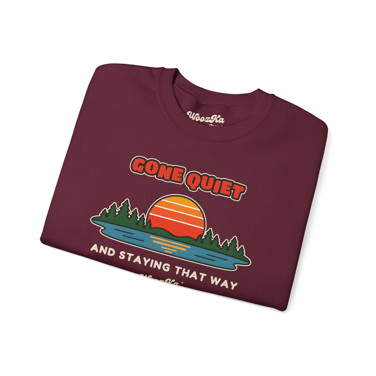 WoozKa Brands Retro Sunset Lake Sweatshirt, Nature Outdoors Front Print