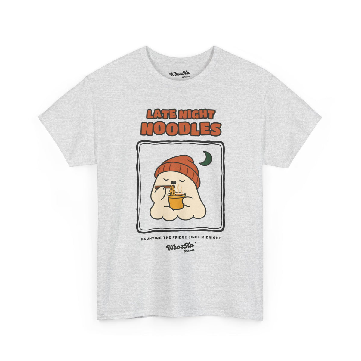 WoozKa Brands Cute Ghost Halloween T-Shirt, Ramen Noodles Front Print