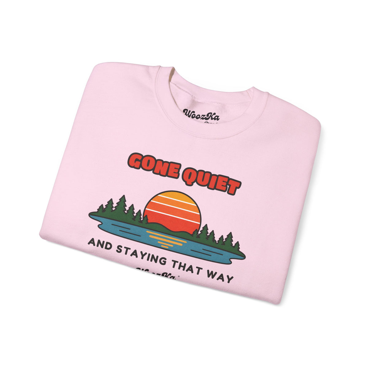 WoozKa Brands Retro Sunset Lake Sweatshirt, Nature Outdoors Front Print