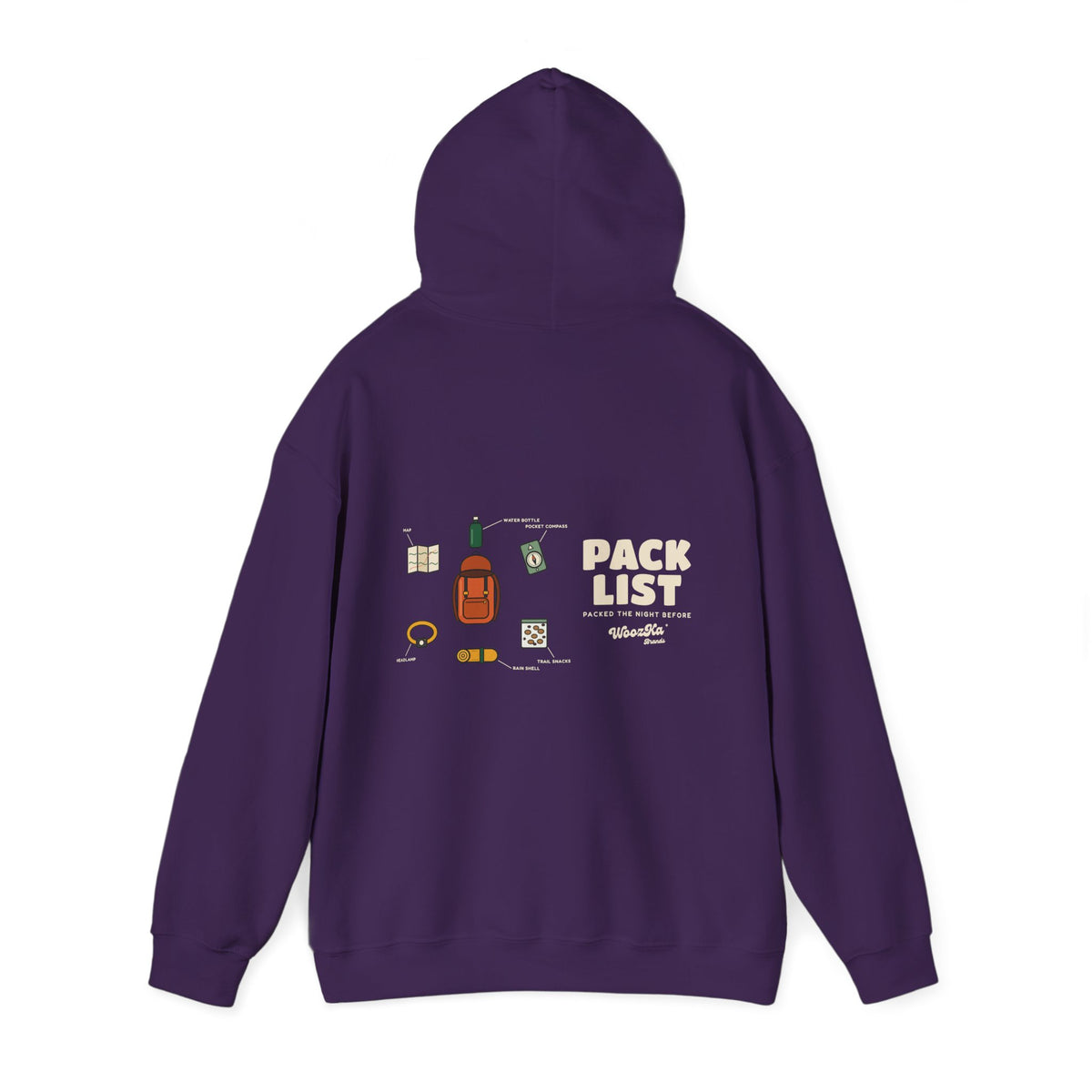 WoozKa Brands Hiking Hoodie, Backpacking Gear List Wide Back Print