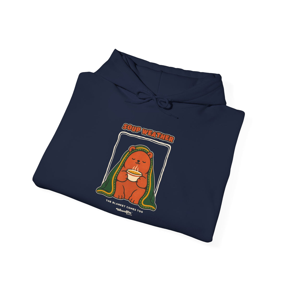 WoozKa Brands Soup Weather Bear Hoodie, Front Graphic