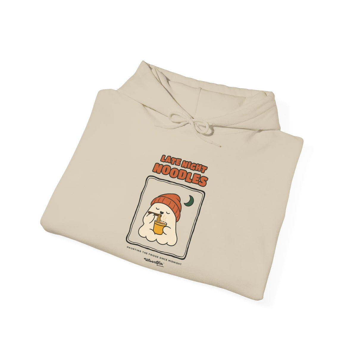 WoozKa Brands Late Night Noodles Ghost Hoodie, Front Graphic
