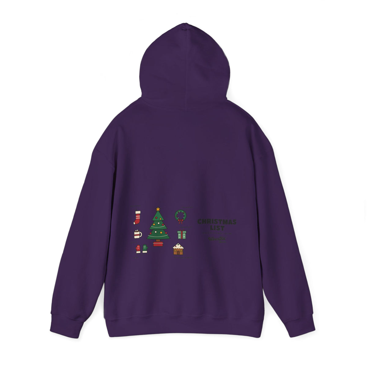 WoozKa Brands Cute Christmas Tree Hoodie, Holiday List Wide Back Print