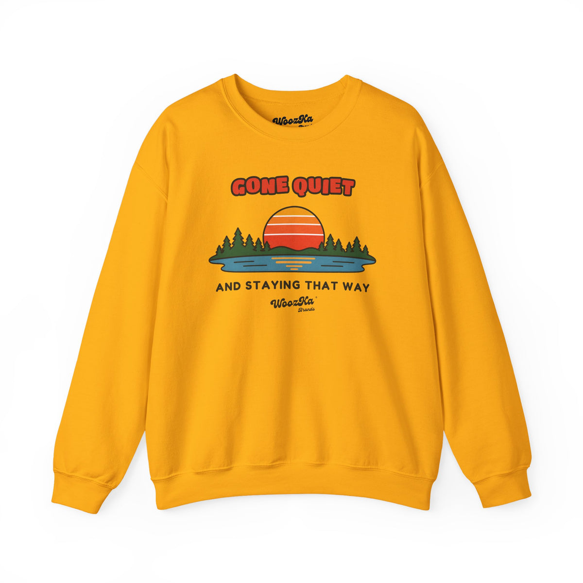WoozKa Brands Retro Sunset Lake Sweatshirt, Nature Outdoors Front Print