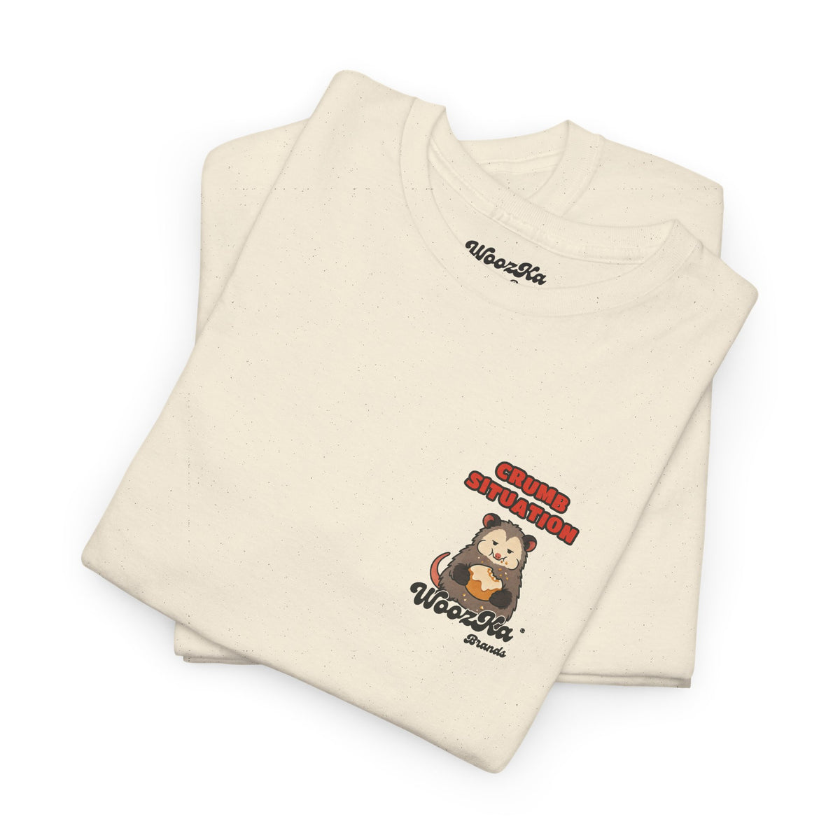 WoozKa Brands Crumb Situation Opossum Heavy Cotton T-Shirt, Two-Sided