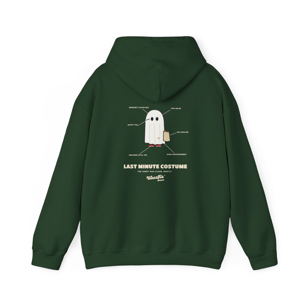 WoozKa Brands Lazy Halloween Costume Hoodie, Funny Ghost Sheet Back Print