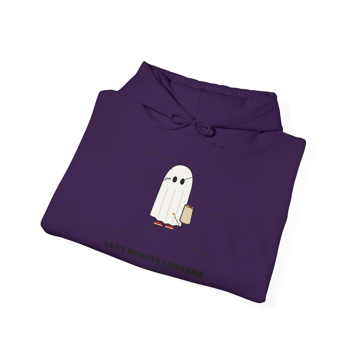 WoozKa Brands Lazy Halloween Costume Hoodie, Funny Ghost Sheet Front Print