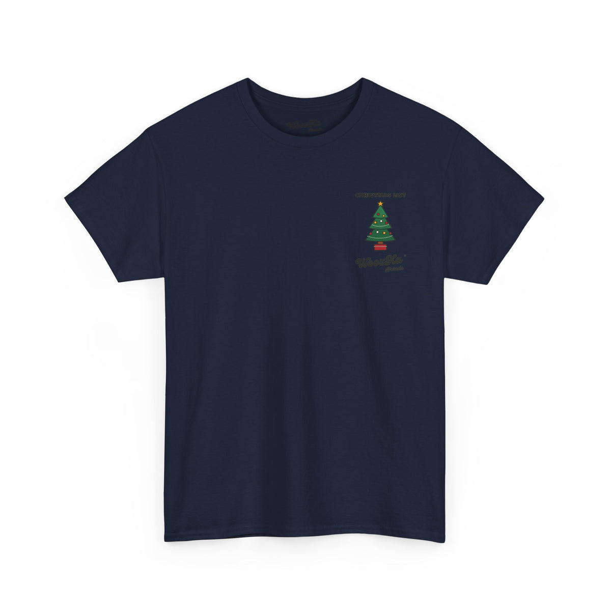 WoozKa Brands Cute Christmas Tree T-Shirt, Holiday List Back Print