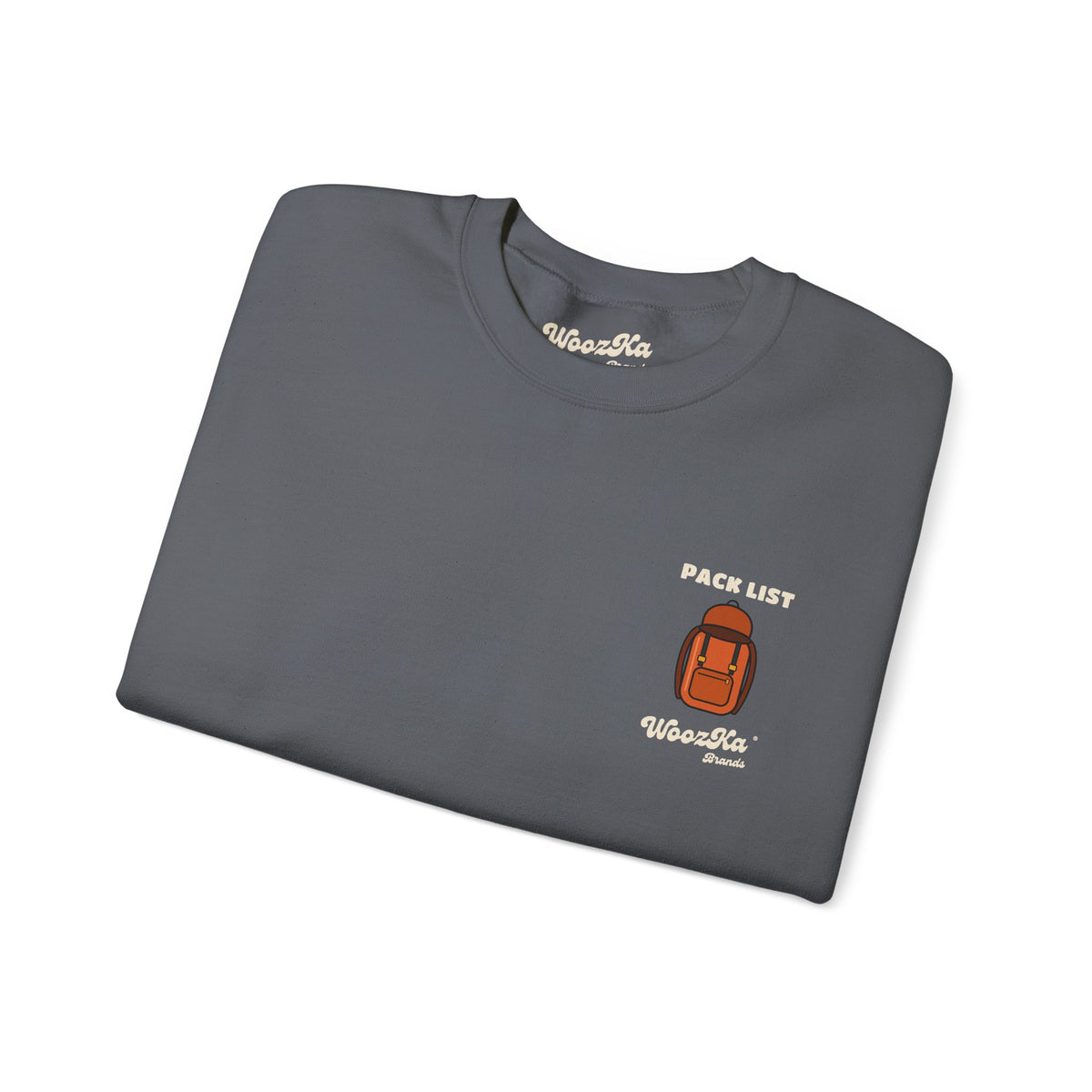 WoozKa Brands Hiking Sweatshirt, Backpacking Gear List Back Print